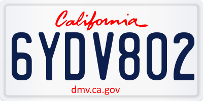 CA license plate 6YDV802