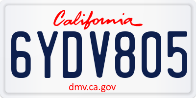 CA license plate 6YDV805