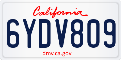 CA license plate 6YDV809