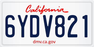 CA license plate 6YDV821