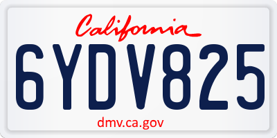 CA license plate 6YDV825