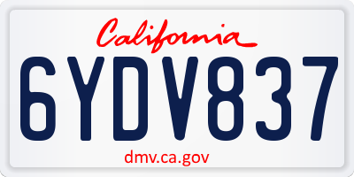 CA license plate 6YDV837