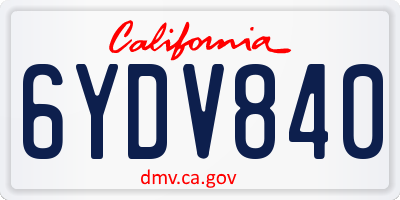 CA license plate 6YDV840