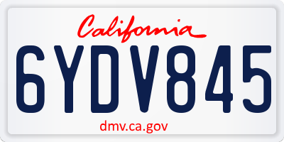 CA license plate 6YDV845