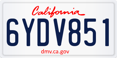 CA license plate 6YDV851
