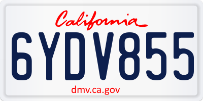 CA license plate 6YDV855
