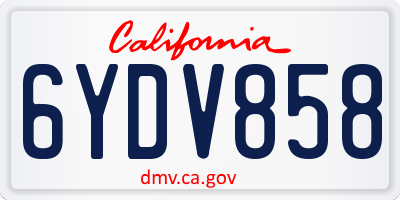 CA license plate 6YDV858