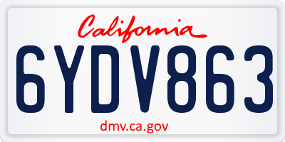CA license plate 6YDV863
