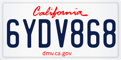CA license plate 6YDV868