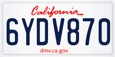 CA license plate 6YDV870