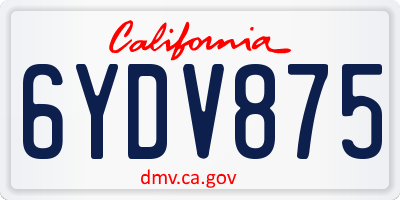 CA license plate 6YDV875