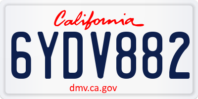 CA license plate 6YDV882
