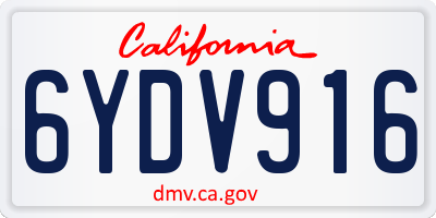 CA license plate 6YDV916