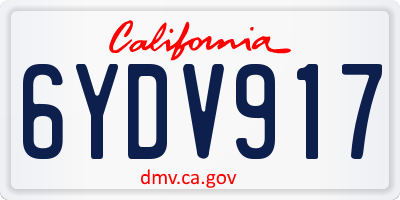 CA license plate 6YDV917