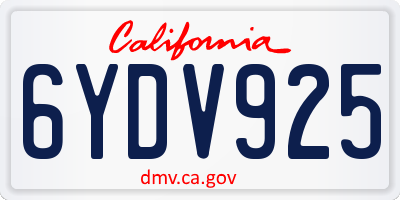 CA license plate 6YDV925