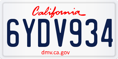 CA license plate 6YDV934