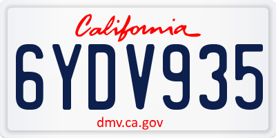 CA license plate 6YDV935