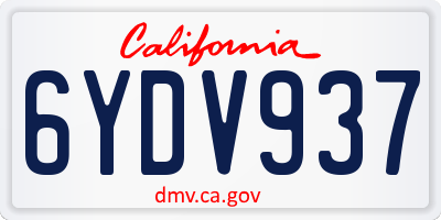 CA license plate 6YDV937