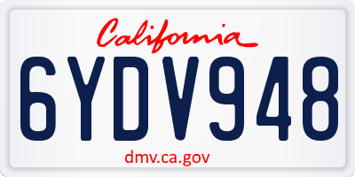 CA license plate 6YDV948