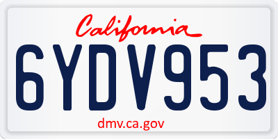 CA license plate 6YDV953
