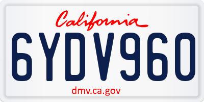 CA license plate 6YDV960