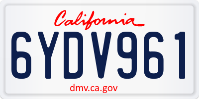 CA license plate 6YDV961