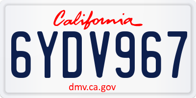 CA license plate 6YDV967