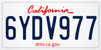 CA license plate 6YDV977