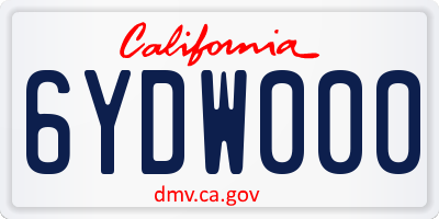 CA license plate 6YDW000