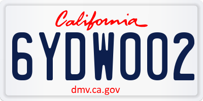 CA license plate 6YDW002