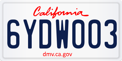 CA license plate 6YDW003