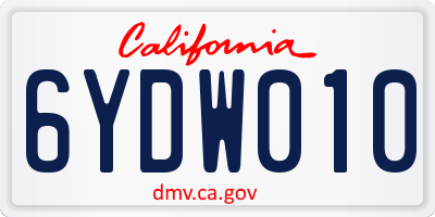 CA license plate 6YDW010