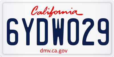 CA license plate 6YDW029