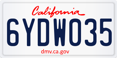CA license plate 6YDW035