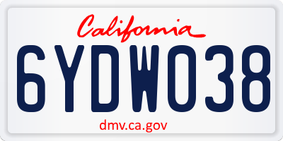 CA license plate 6YDW038
