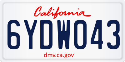 CA license plate 6YDW043