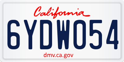 CA license plate 6YDW054