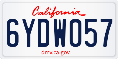 CA license plate 6YDW057