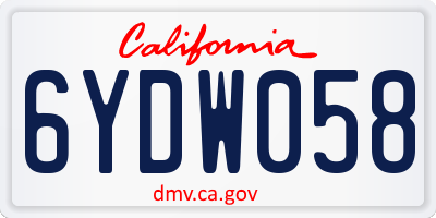 CA license plate 6YDW058