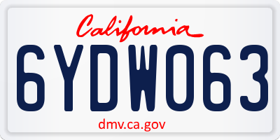 CA license plate 6YDW063