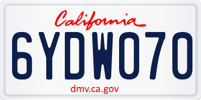 CA license plate 6YDW070