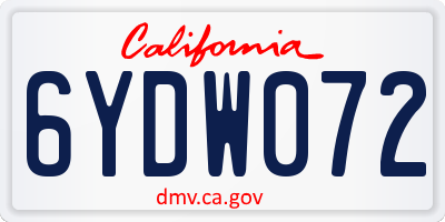 CA license plate 6YDW072