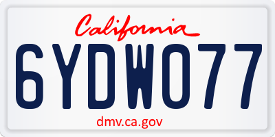 CA license plate 6YDW077