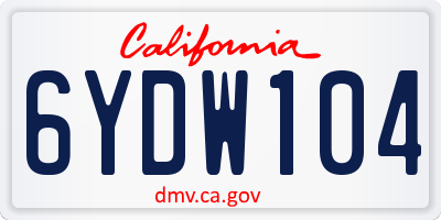 CA license plate 6YDW104