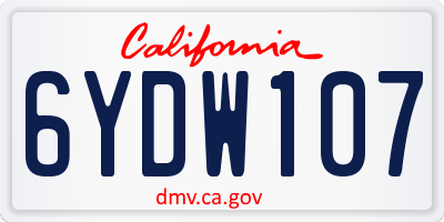 CA license plate 6YDW107