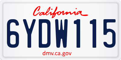 CA license plate 6YDW115