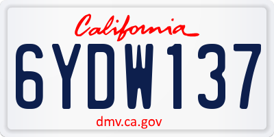 CA license plate 6YDW137