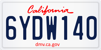 CA license plate 6YDW140
