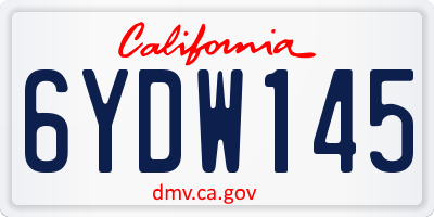 CA license plate 6YDW145