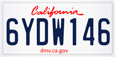 CA license plate 6YDW146